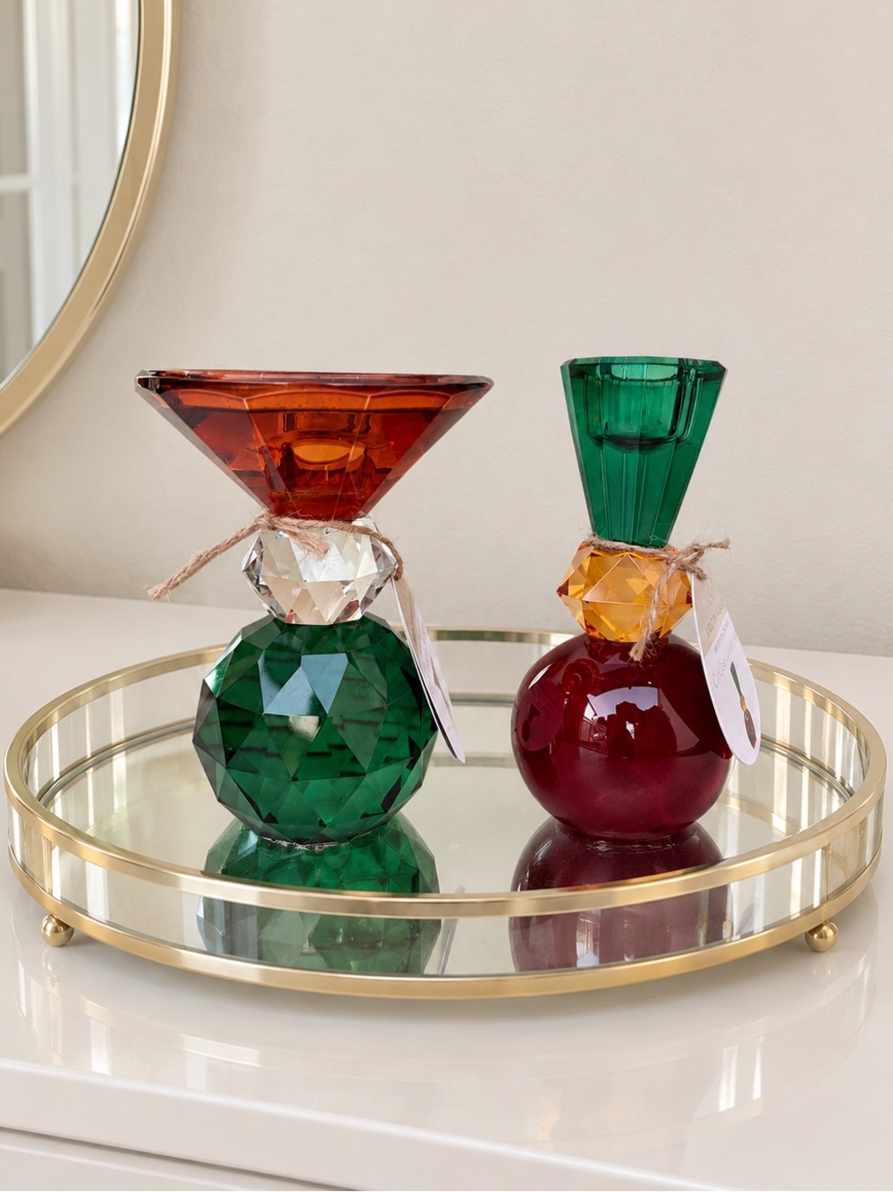 Kirkton House Cut Glass Candle Holders Set of 2